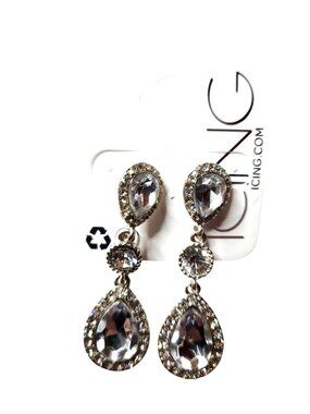 Dangle earrings Icing Teardrop Rhinestone regency party new years womens jewelry